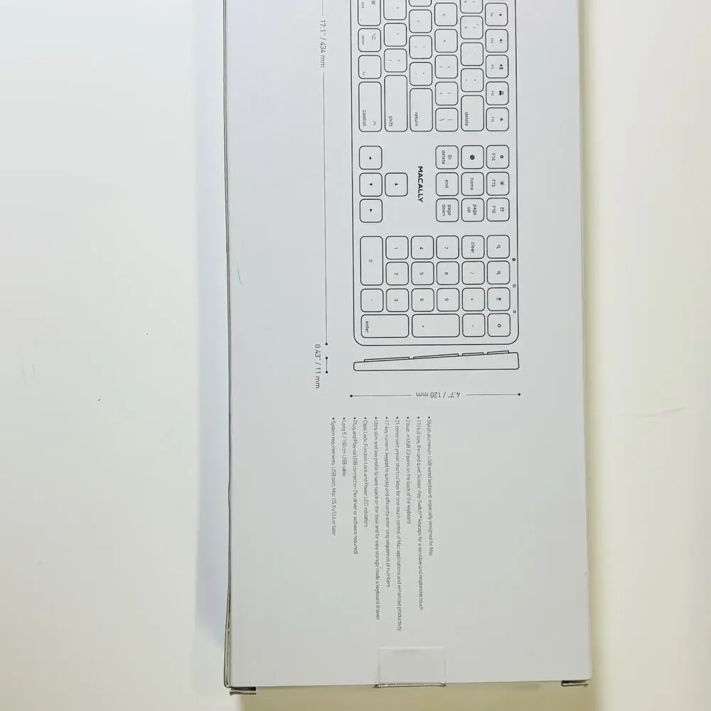 Aluminum USB Wired Keyboard w/Numeric Keypad for Apple Mac iMac Macbook. NIB.